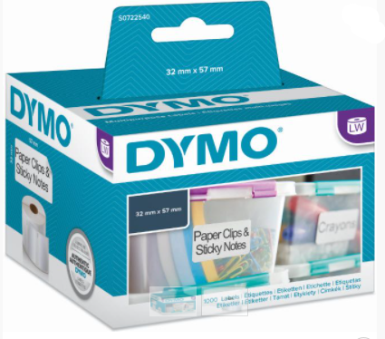 מדבקות למכשיר Dymo דיימו 32/57 מ”מ 1/1000 (S0722540  DW 11354)