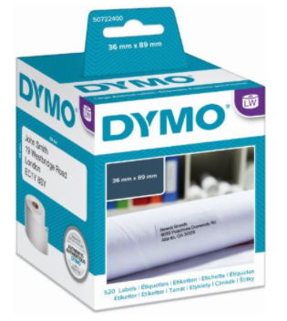 מדבקות למכשיר Dymo דיימו 89/36 מ”מ 1/520 (S0722400  DW 99012)