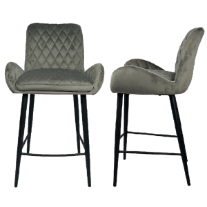כיסא בר – דגם לאופרדו – בד קטיפה – אפור בהיר