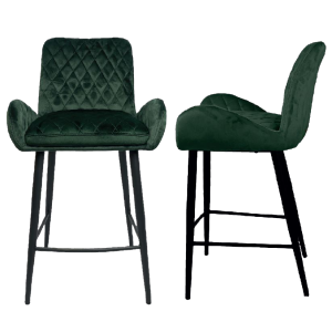 כיסא בר – דגם לאופרדו – בד קטיפה – ירוק כהה