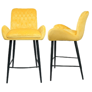 כיסא בר – דגם לאופרדו – בד קטיפה – צהוב