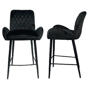 כיסא בר – דגם לאופרדו – בד קטיפה – שחור