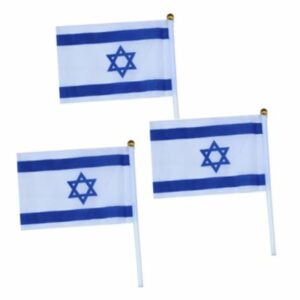 דגל ישראל בד על מקל פלסטיק מהודר