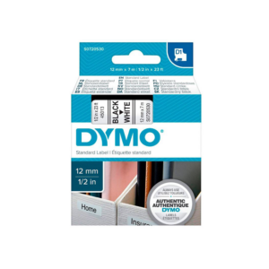 סרט תוויות מדבקה מקורי למכשיר דיימו Dymo – מדגם 45013 ברוחב 12 מ”מ כיתוב שחור רקע לבן