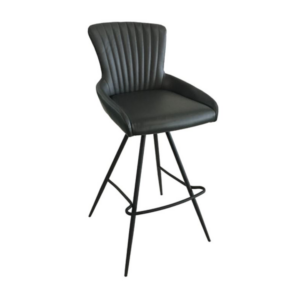 כיסא בר – דגם גרוב – דמוי עור – שחור