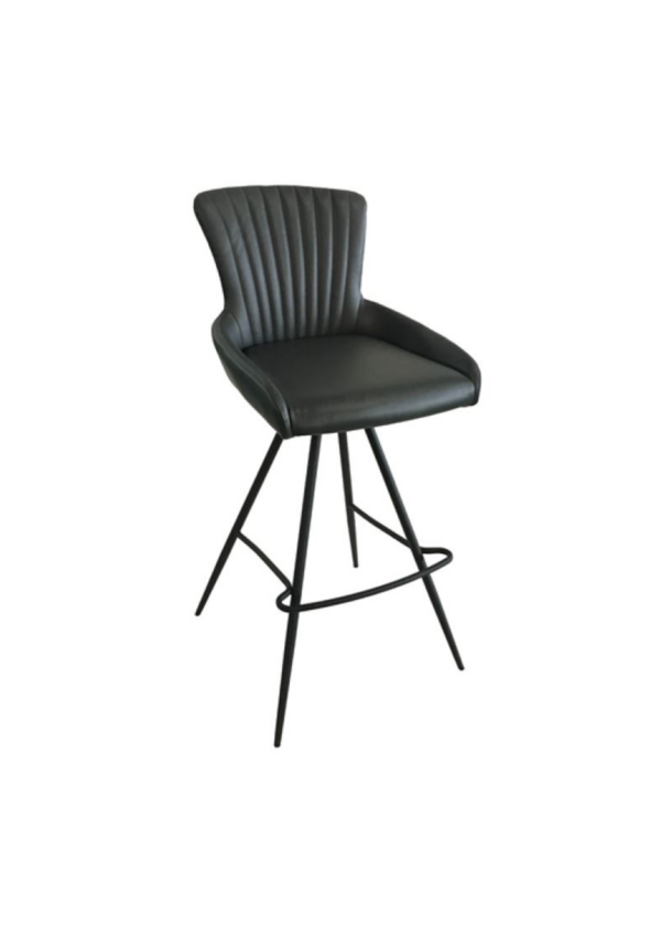 כיסא בר – דגם גרוב – דמוי עור – שחור