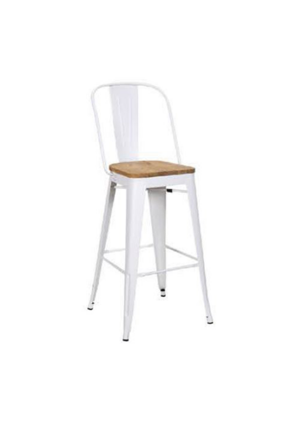כיסא בר – דגם טוליקס מושב עץ – אלומיניום – כולל משענת – שחור \ לבן \ אפור