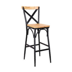 כיסא בר – דגם טליה – רגל מתכת – מושב עץ – שחור