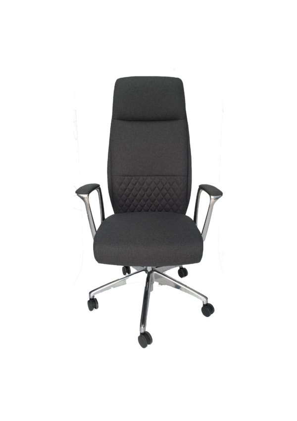 כיסא משרדי מנהלים/ות ארגונומי – דגם יהלום – מרופד בד – אפור כהה