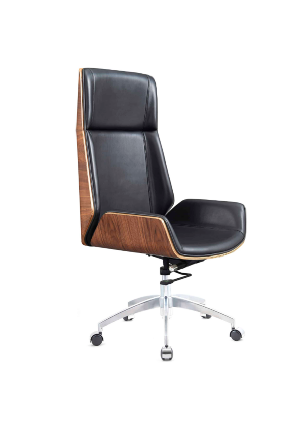 כיסא משרדי מנהלים/ות ארגונומי – דגם אלון – גב עץ